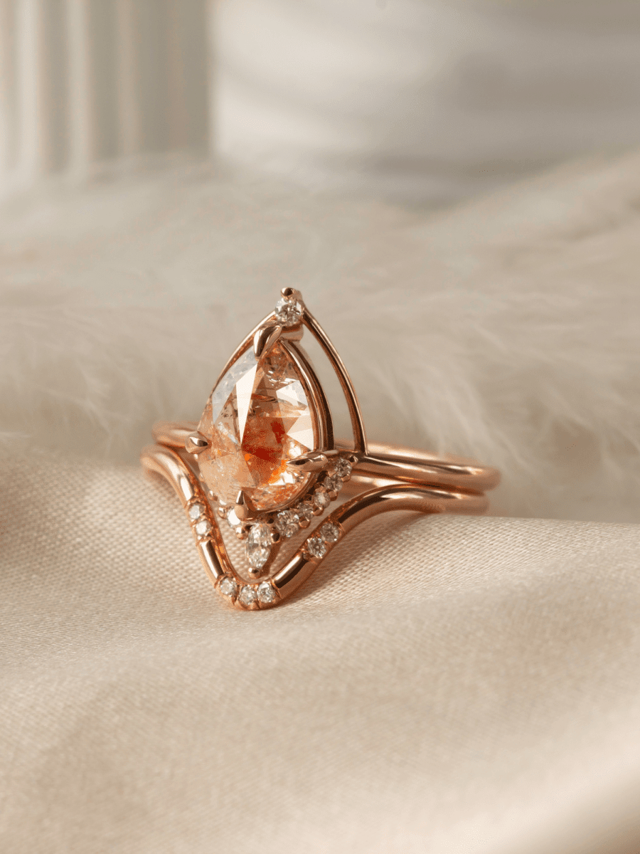 [Ready - to - Ship] Eliana Ring & Band (Rose Salt And Pepper) - HIDDENSPACE