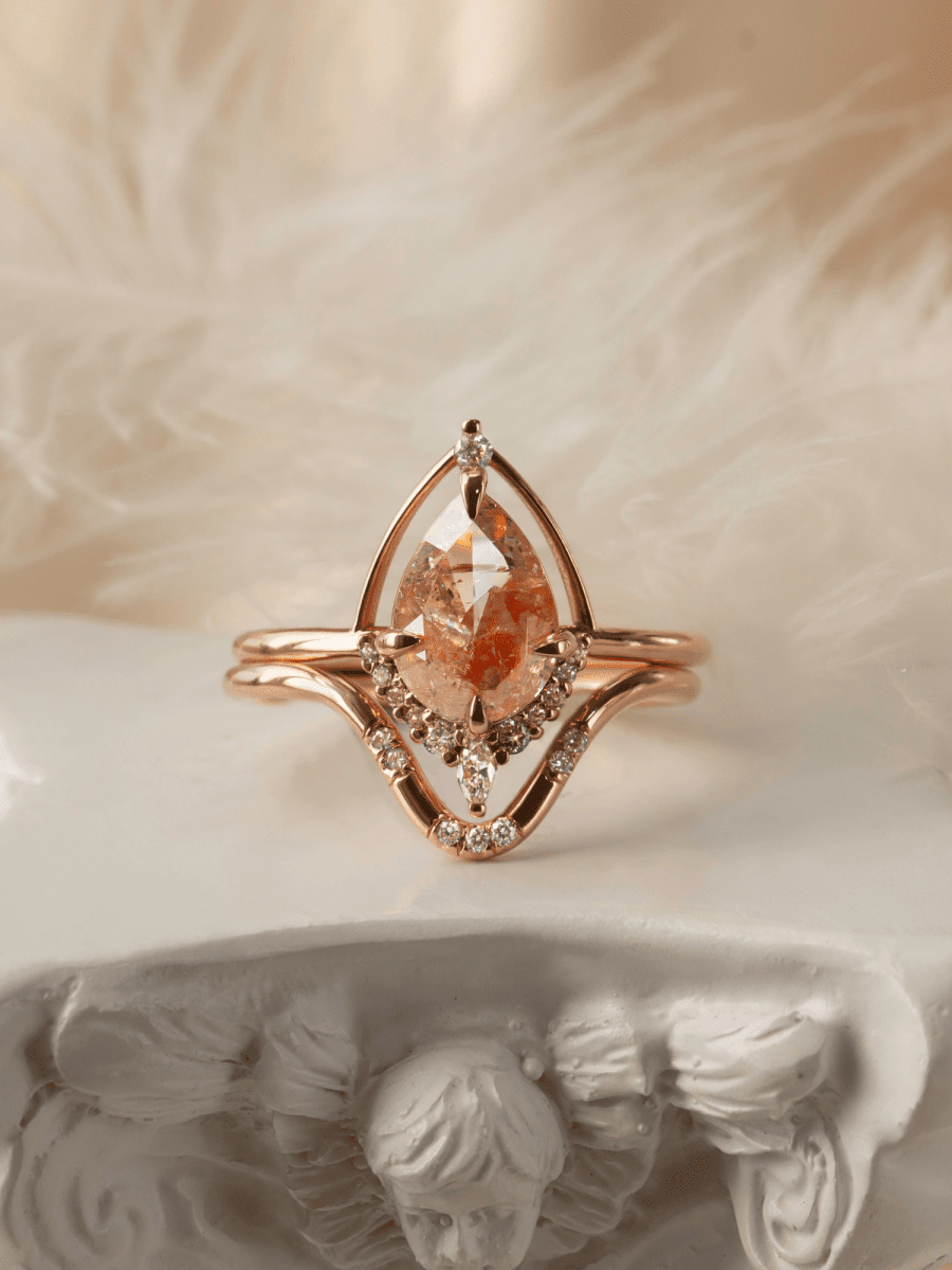 [Ready - to - Ship] Eliana Ring & Band (Rose Salt And Pepper) - HIDDENSPACE