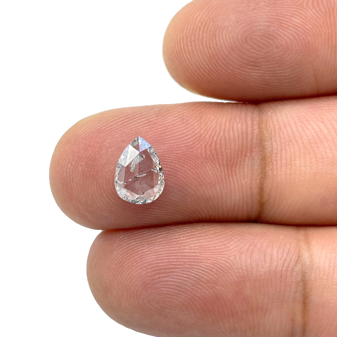 0.80ct | Salt & Pepper Rose Cut Pear Shape Diamond-Modern Rustic Diamond