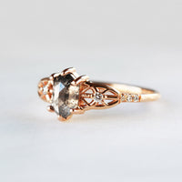 hiddenspace salt and pepper diamond engagement ring hexagon diamond fin jewelry rose gold proposal ring chrysler ring 4