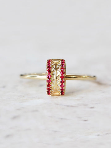 Line Ruby Bridge Ring