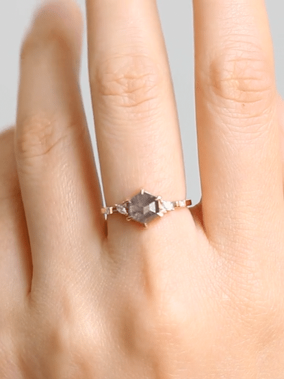 Hexagon diamond engagement 2025 ring point no point