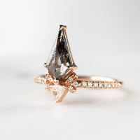 Salt and pepper kite diamond engagement ring art deco fine jewelry vintage engagement ring unique proposal ring architectural design jewelry