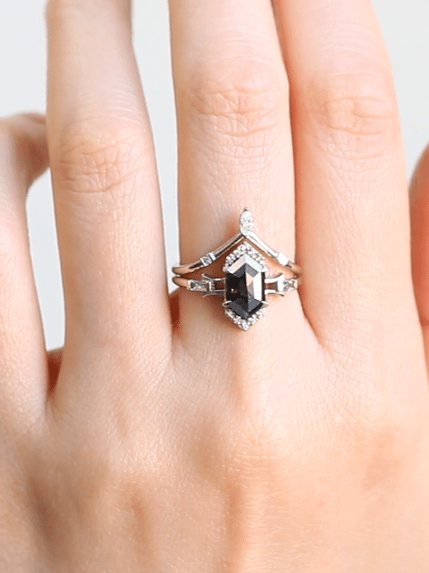 hiddenspace jewelry fine jewelry los angeles art deco design architectural fine jewelry wedding band stacking rings stackable band 14k gold ring diamond ring unique fine jewelry TARA BAND