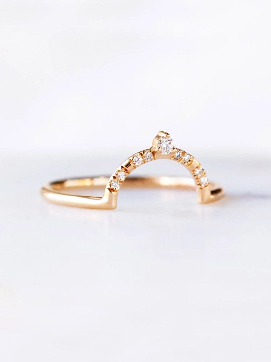 hiddenspace jewelry fine jewelry los angeles art deco design architectural fine jewelry wedding band stacking rings stackable band 14k gold ring diamond ring unique fine jewelry AUBREY BAND