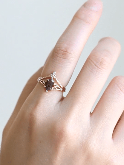 hiddenspace jewelry fine jewelry los angeles art deco design architectural fine jewelry wedding band stacking rings stackable band 14k gold ring diamond ring unique fine jewelry MEIRA STAR BAND