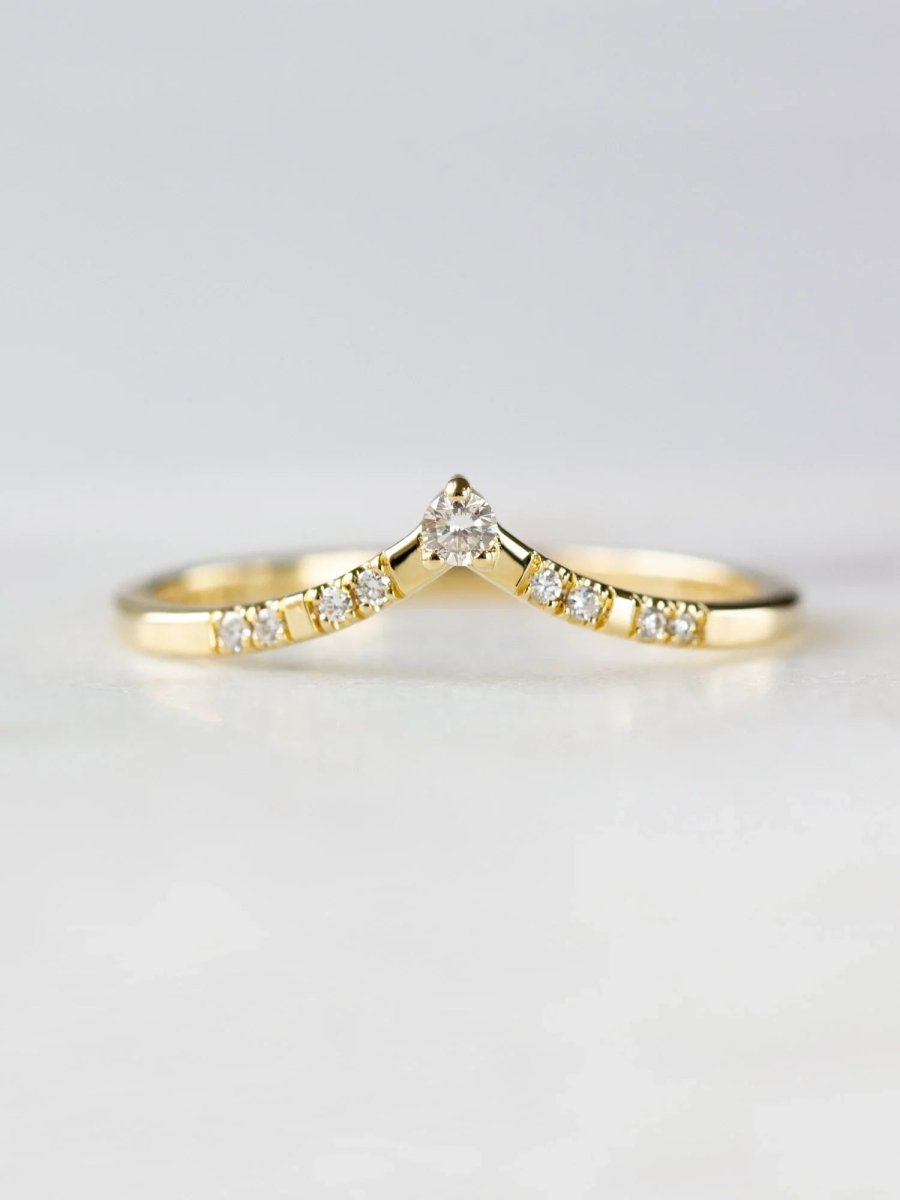 hiddenspace jewelry fine jewelry los angeles art deco design architectural fine jewelry wedding band stacking rings stackable band 14k gold ring diamond ring unique fine jewelry CHEVRON FLAT BAND