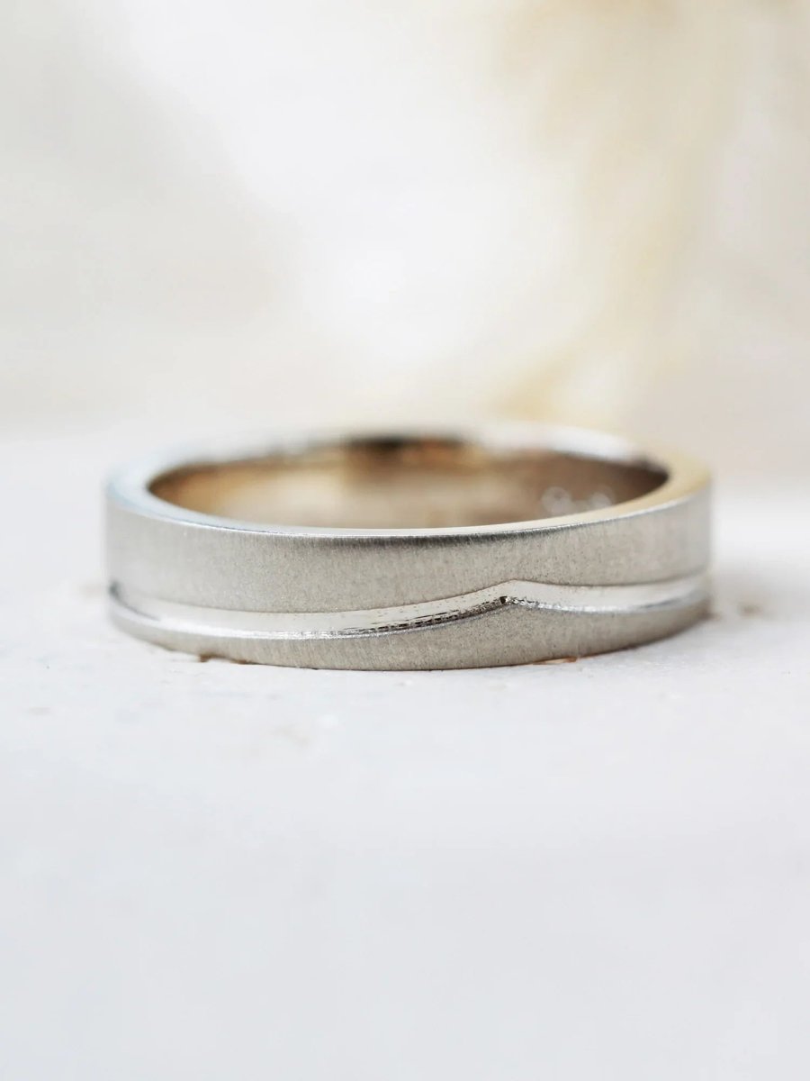 hiddenspace jewelry fine jewelry los angeles art deco design architectural fine jewelry wedding band stacking rings stackable band 14k gold ring diamond ring unique fine jewelry CHEVRON MATTE FINISH BAND