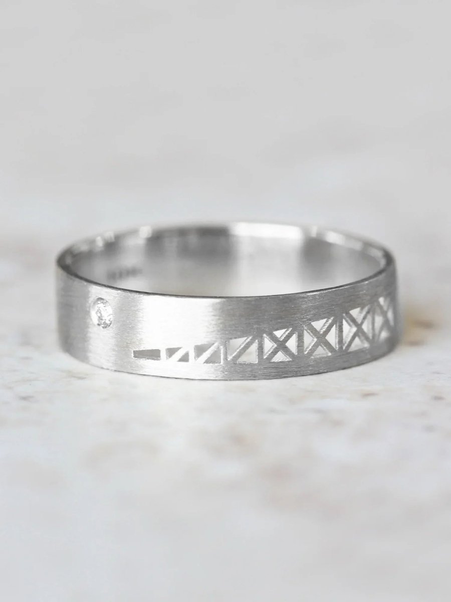 hiddenspace jewelry fine jewelry los angeles art deco design architectural fine jewelry wedding band stacking rings stackable band 14k gold ring diamond ring unique fine jewelry DIAMOND SNOWFLAKE BAND