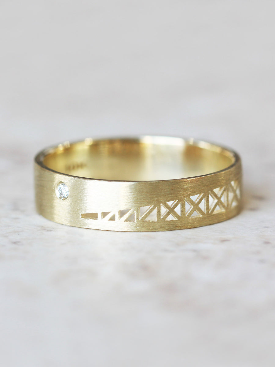 hiddenspace jewelry fine jewelry los angeles art deco design architectural fine jewelry wedding band stacking rings stackable band 14k gold ring diamond ring unique fine jewelry DIAMOND SNOWFLAKE BAND