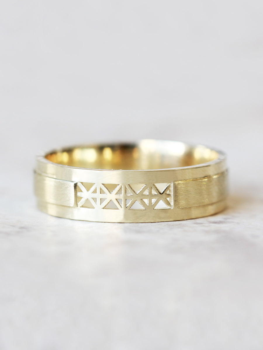 hiddenspace jewelry fine jewelry los angeles art deco design architectural fine jewelry wedding band stacking rings stackable band 14k gold ring diamond ring unique fine jewelry PLAIN SNOWFLAKE BAND