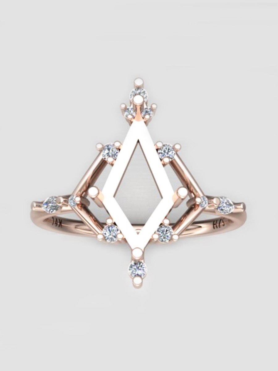 hiddenspace jewelry unique engagement ring architectural design fine jewelry art deco inspire unique engagement ring vintage jewelry bridal ring one-of-a-kind engagement ring alternative jewelry ALAINA DESIGN