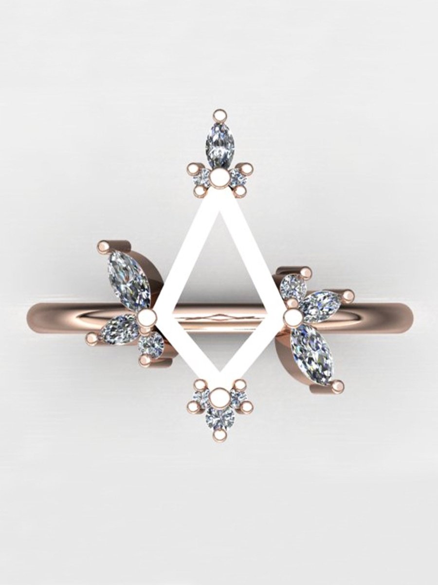 hiddenspace jewelry unique engagement ring architectural design fine jewelry art deco inspire unique engagement ring vintage jewelry bridal ring one-of-a-kind engagement ring alternative jewelry JUSTINA DESIGN