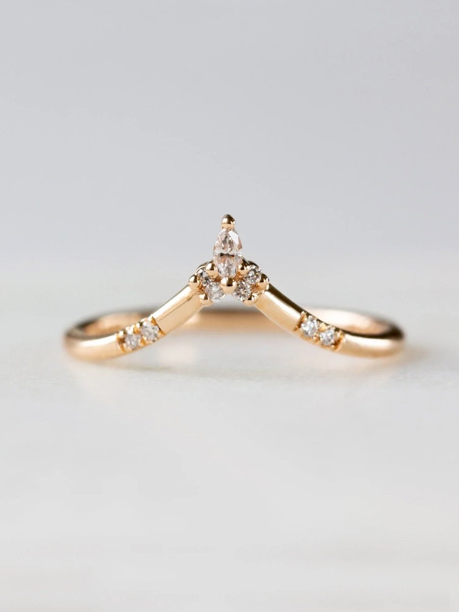 hiddenspace jewelry fine jewelry los angeles art deco design architectural fine jewelry wedding band stacking rings stackable band 14k gold ring diamond ring unique fine jewelry LILLIE BAND