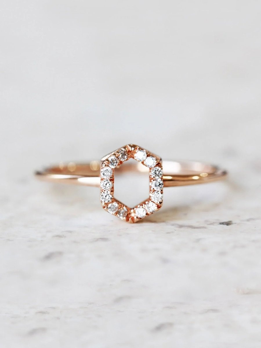 Line Hexagon Ring