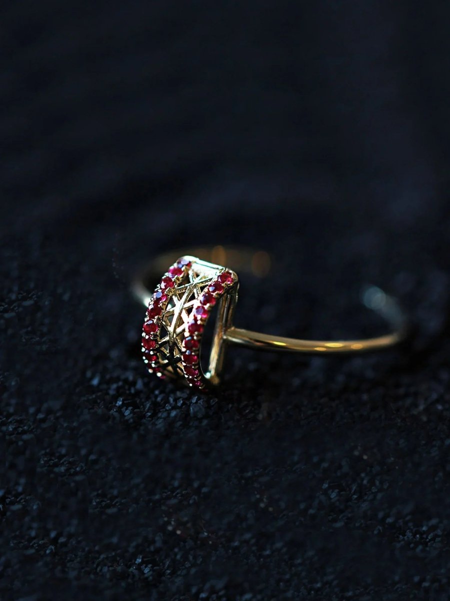 Line Ruby Bridge Ring