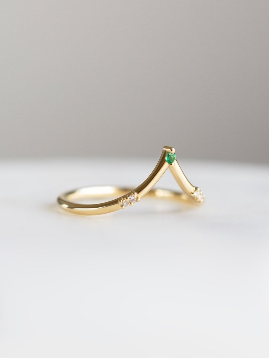 Hiddenspace jewelry fine jewelry emerald wedding band matching ring stacking ring engagement ring art deco fine jewelry unique stackings architectural design vintage ring