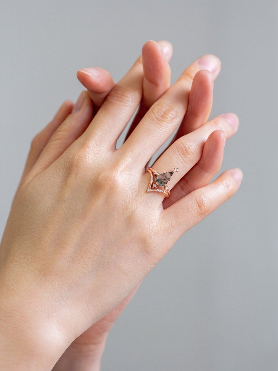 hiddenspace jewelry stacking band wedding band diamond ring fine jewelry art deco design Maeve band