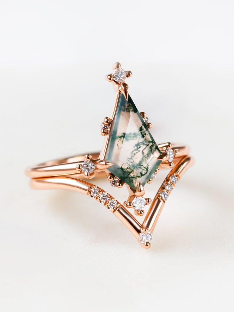 hiddenspace jewelry stacking band wedding band diamond ring fine jewelry art deco design Maeve band