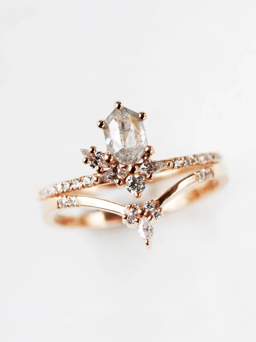 hiddenspace jewelry fine jewelry los angeles art deco design architectural fine jewelry wedding band stacking rings stackable band 14k gold ring diamond ring unique fine jewelry MEIRA STAR BAND