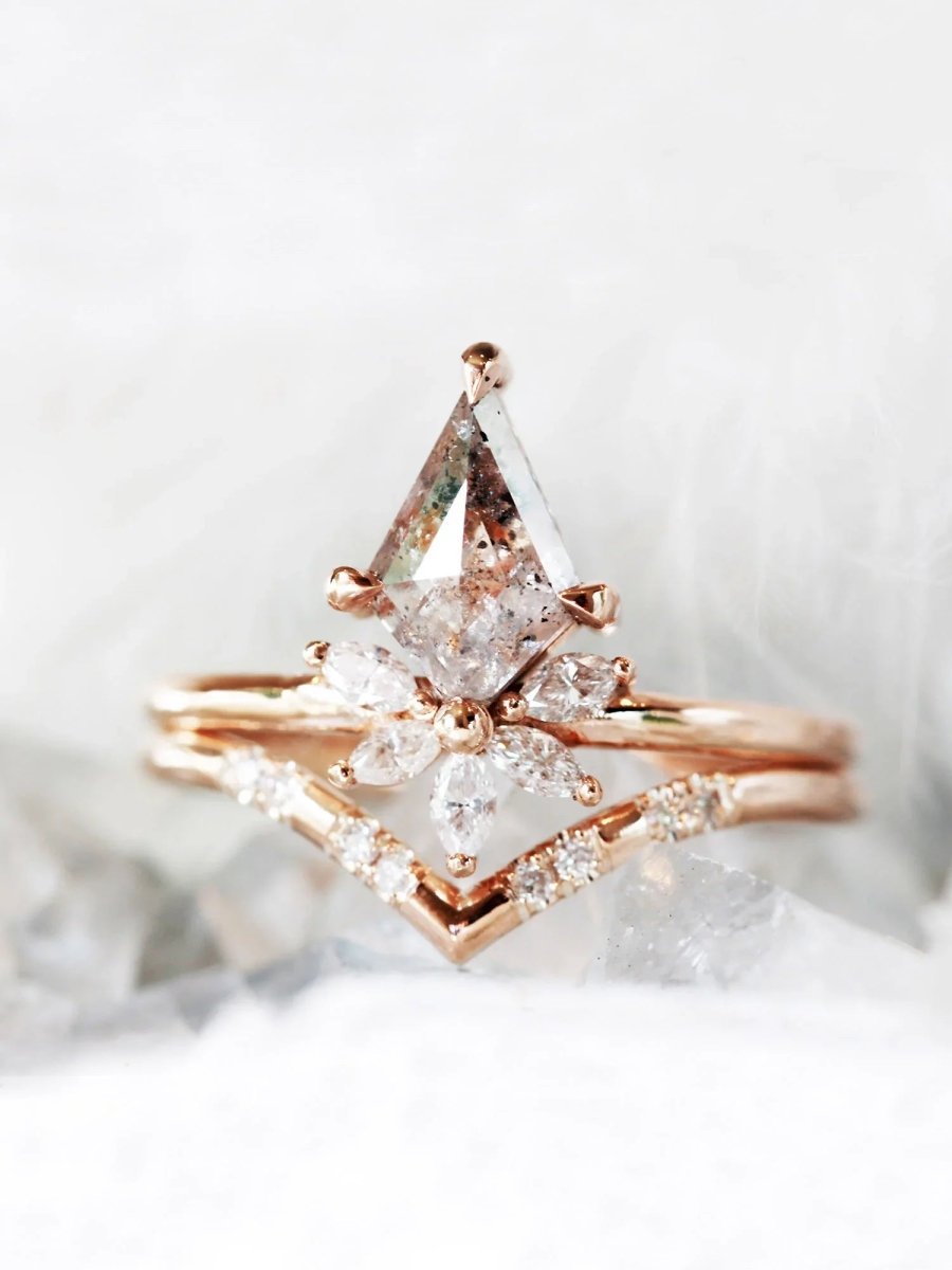 hiddenspace jewelry engagement ring salt and pepper diamond proposal ring diamond ring unique fine jewelry art deco architectural ring meraki ring 9