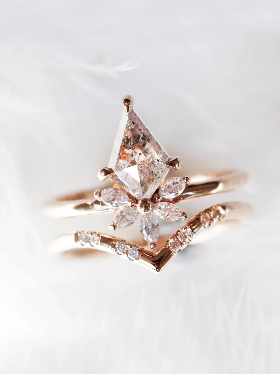 hiddenspace jewelry engagement ring salt and pepper diamond proposal ring diamond ring unique fine jewelry art deco architectural ring meraki ring 8