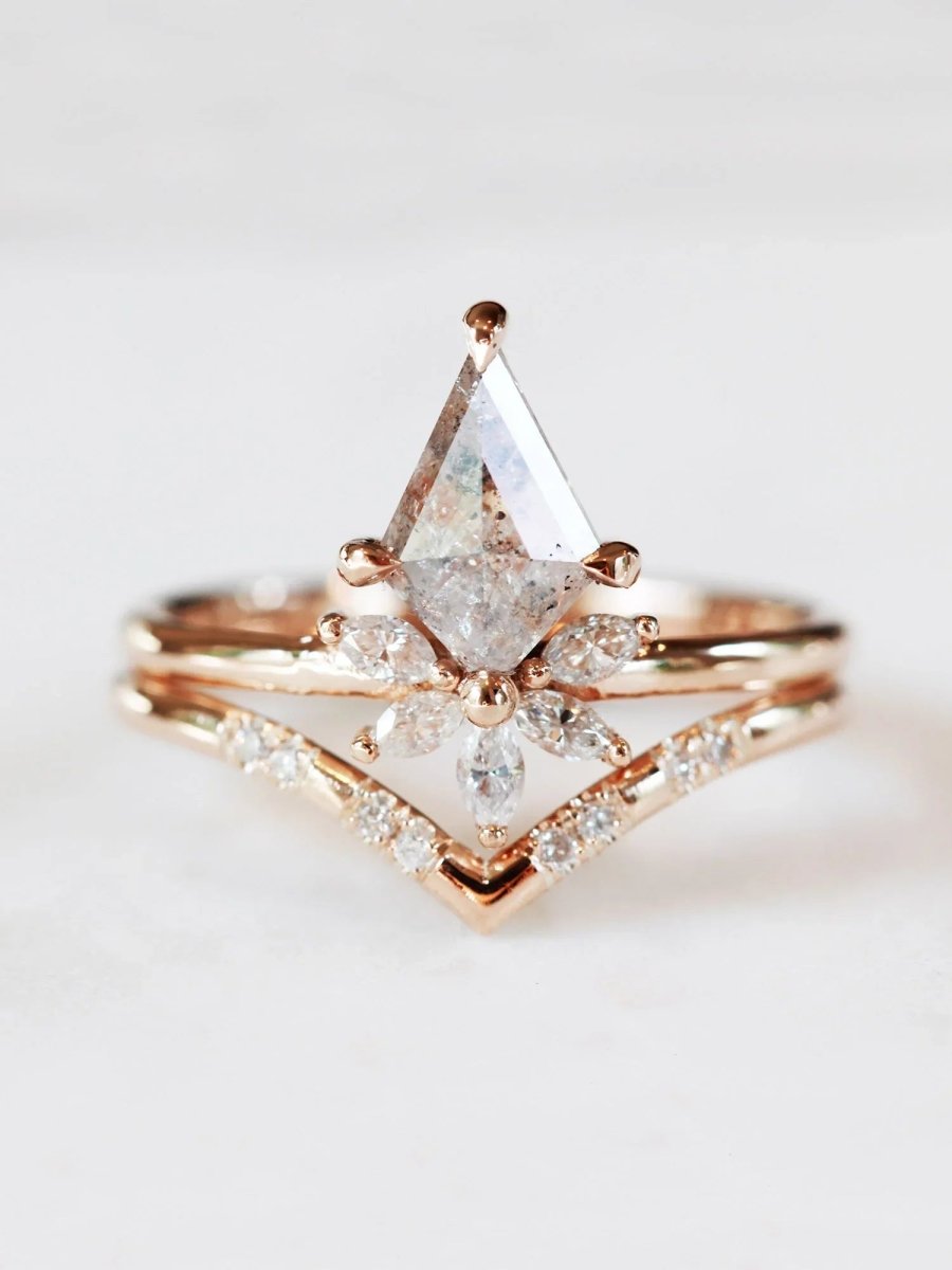 hiddenspace jewelry engagement ring salt and pepper diamond proposal ring diamond ring unique fine jewelry art deco architectural ring meraki ring 5