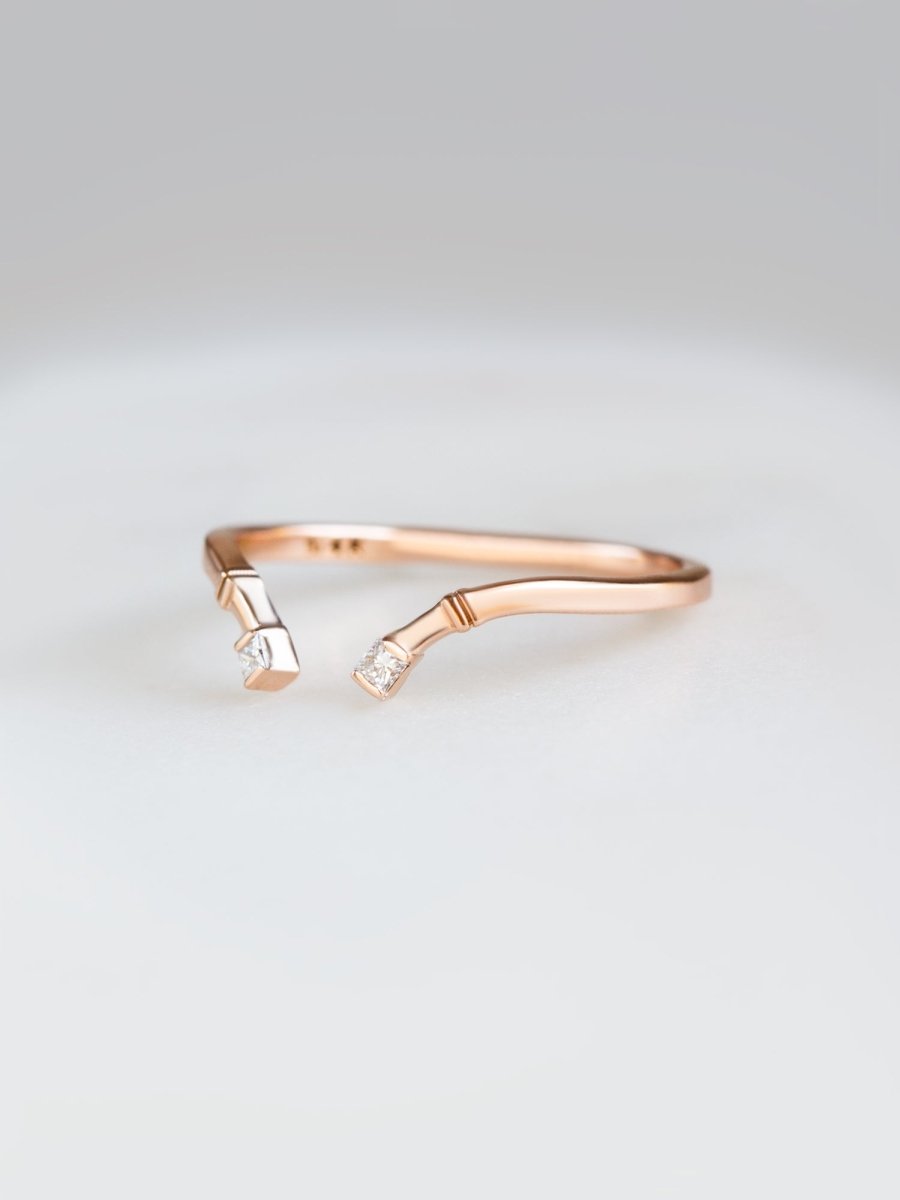 Hiddenspace jewelry open band fine jewelry 14k gold ring stacking ring diamond band engagement band unique stacking rings architectural design art deco fine jewelry vintage ring