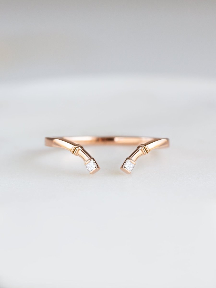 Hiddenspace jewelry open band fine jewelry 14k gold ring stacking ring diamond band engagement band unique stacking rings architectural design art deco fine jewelry vintage ring