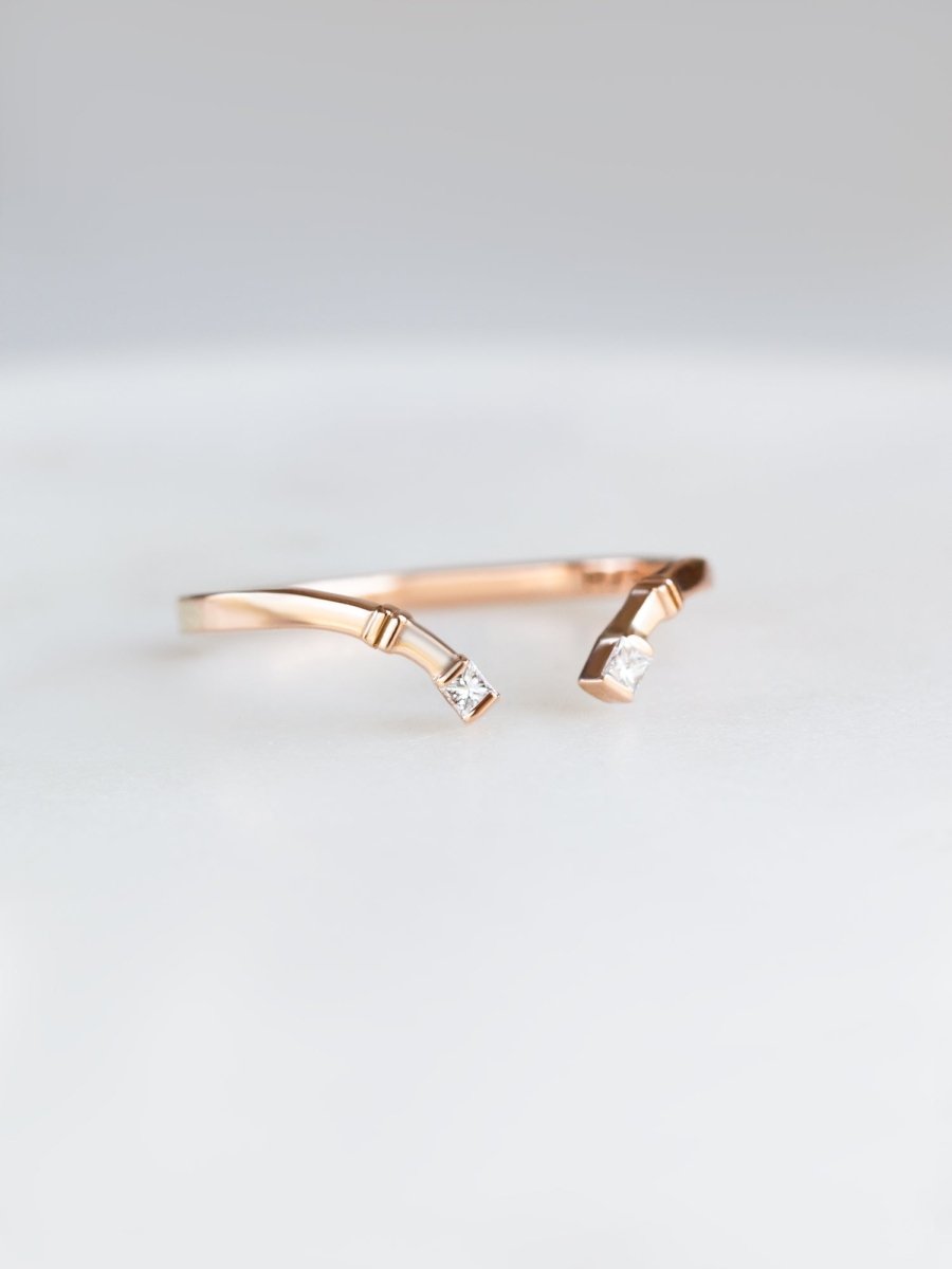 Hiddenspace jewelry open band fine jewelry 14k gold ring stacking ring diamond band engagement band unique stacking rings architectural design art deco fine jewelry vintage ring